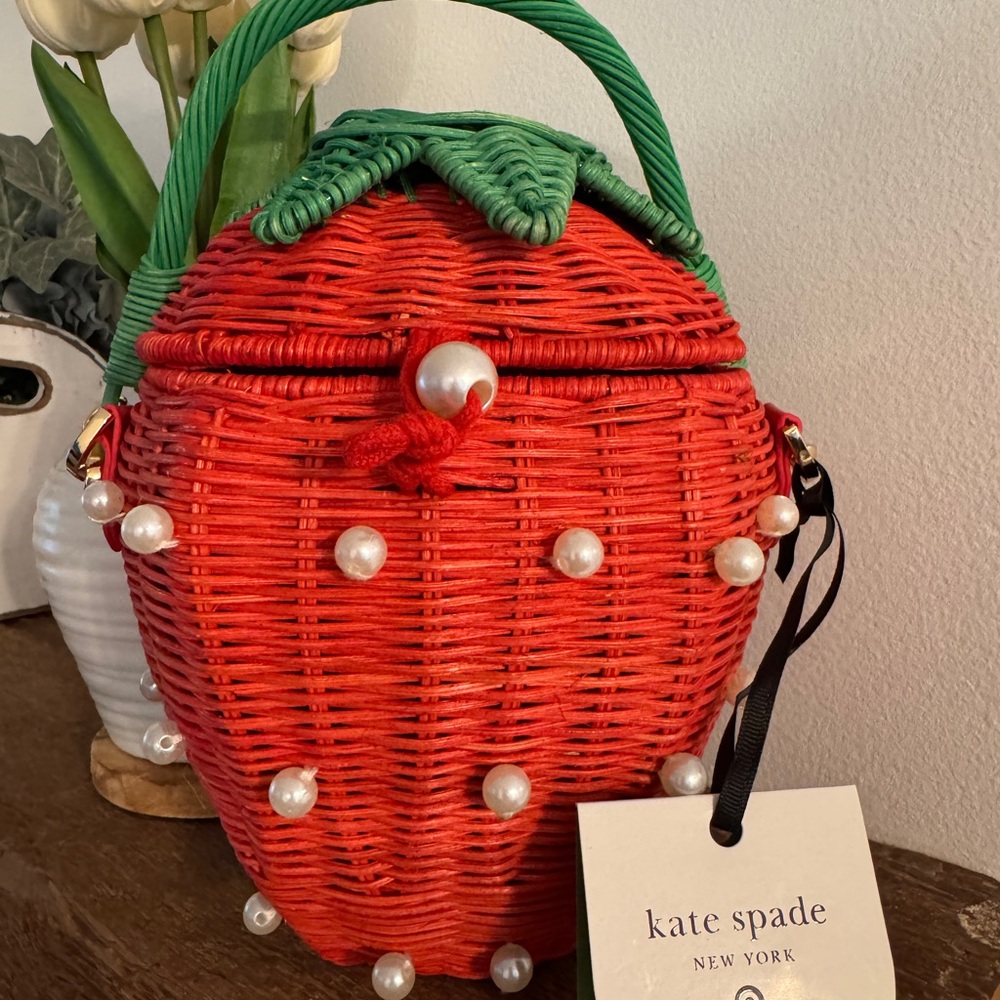 Pearl Embellished Strawberry Basket Bucket Bag kate spade new york x Target Red - Picture 8 of 9